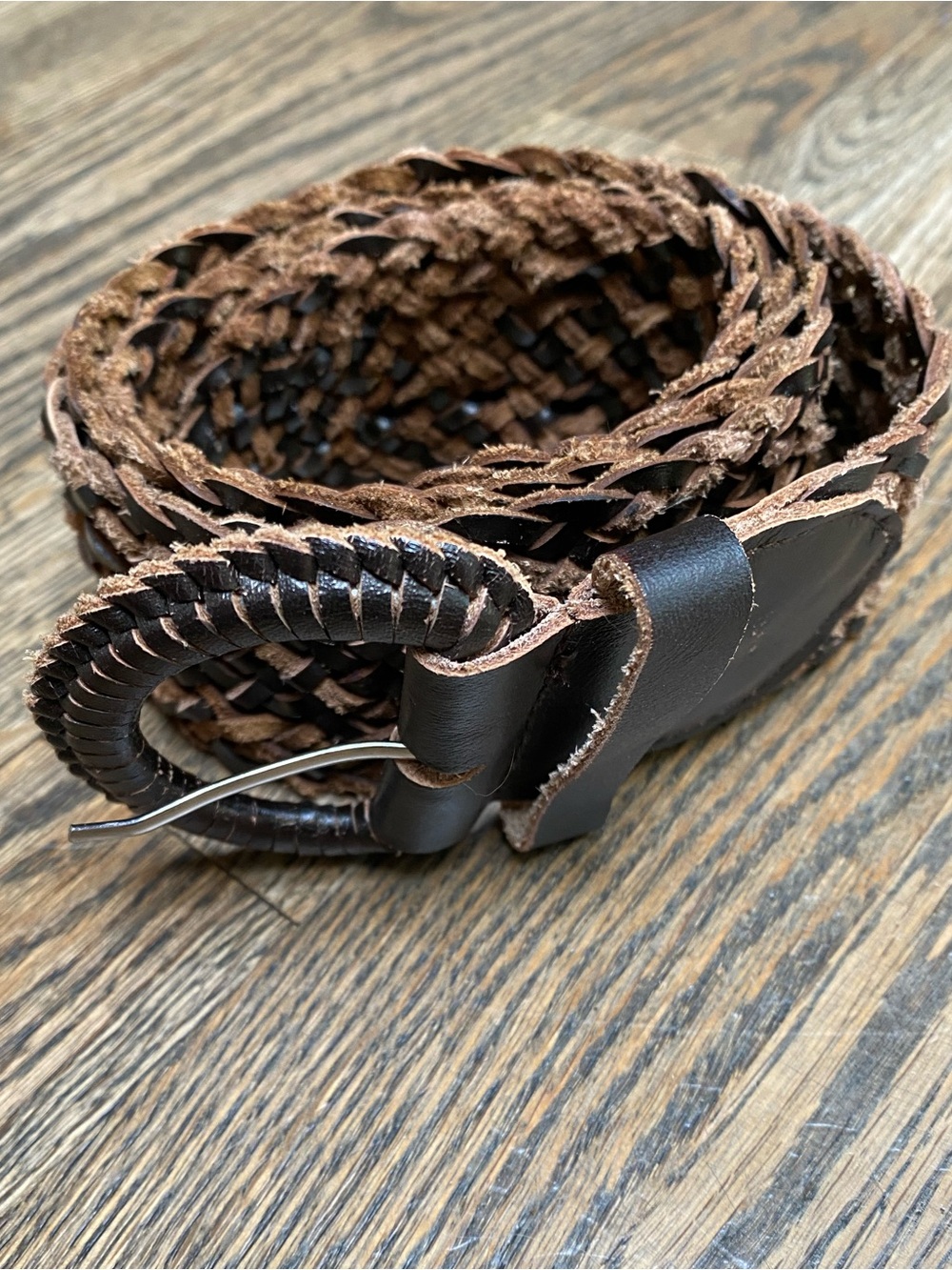 J. Jill Woven Brown distressed Leather Belt size S